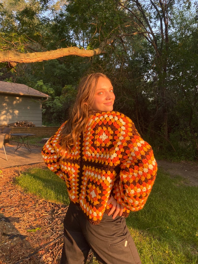 Crochet Granny Square Cardigan Etsy