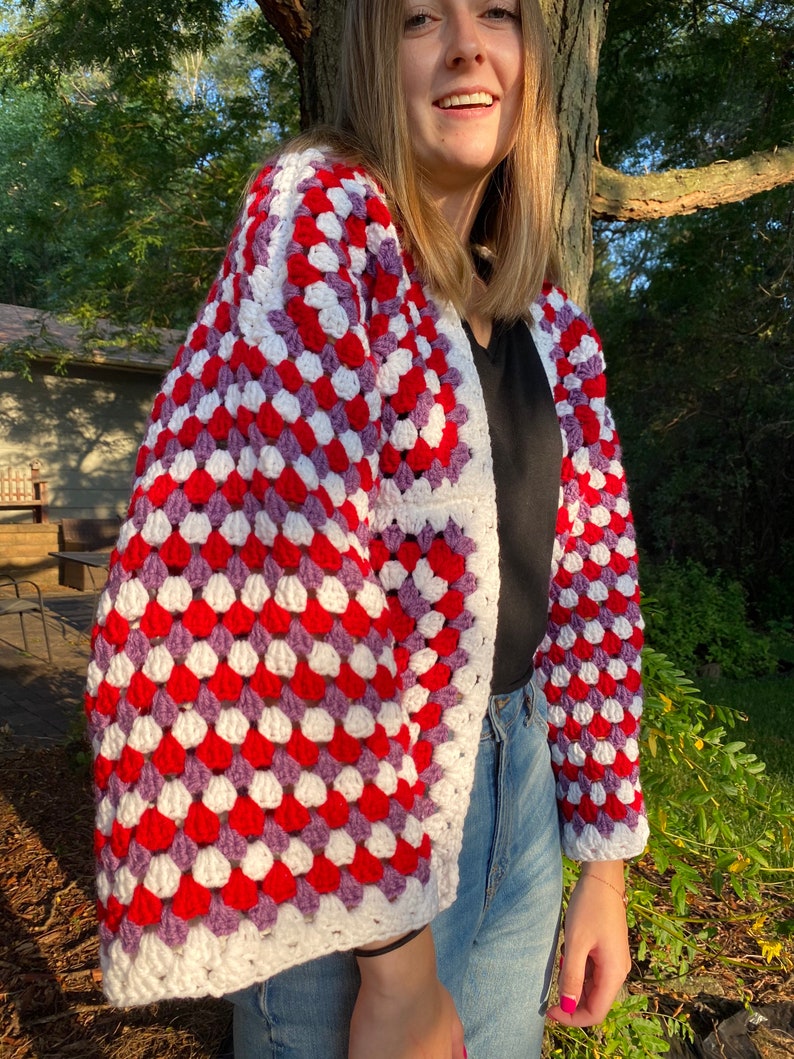 Crochet Granny Square Cardigan Etsy