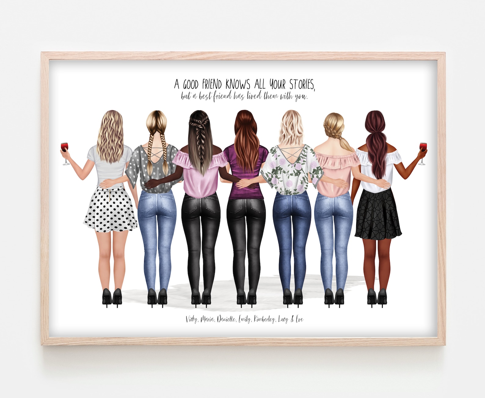Best Friends Print, 67 Friends, Personalised A4 Print, Birthday Gift, Custom Friend Print, Gift