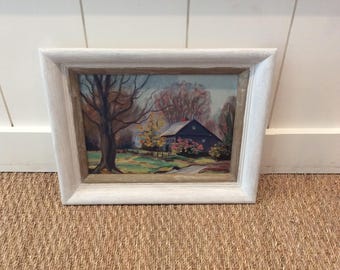 Vintage 1950s Framed Landscape Oil Painting