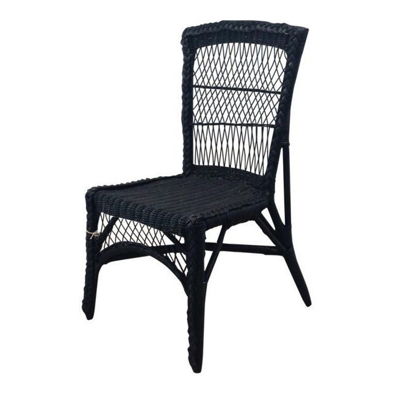 Vintage Blue Wicker Chair Etsy