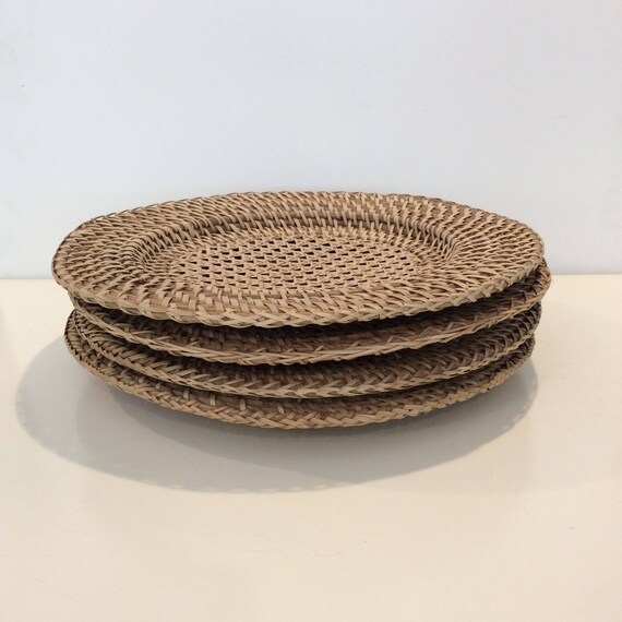 Set of 4 Woven Rattan Chargers Etsy