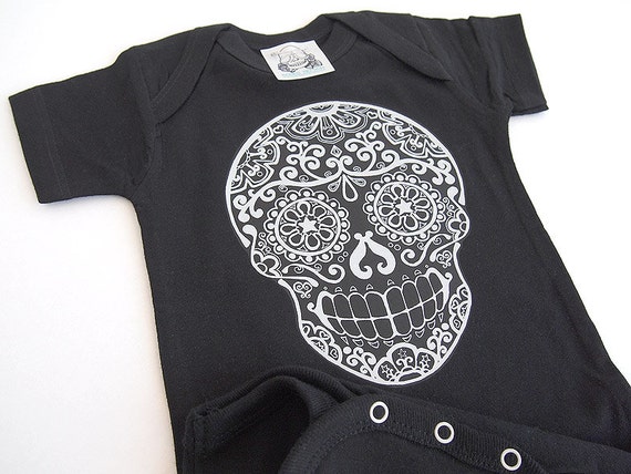 Items similar to Baby Day of the Dead Romper | Punk kids clothing by ...