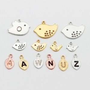 ADD a Charms, Personalized Gold or Silver leaf, bird for Necklace, Bracelet, extra, Multiple