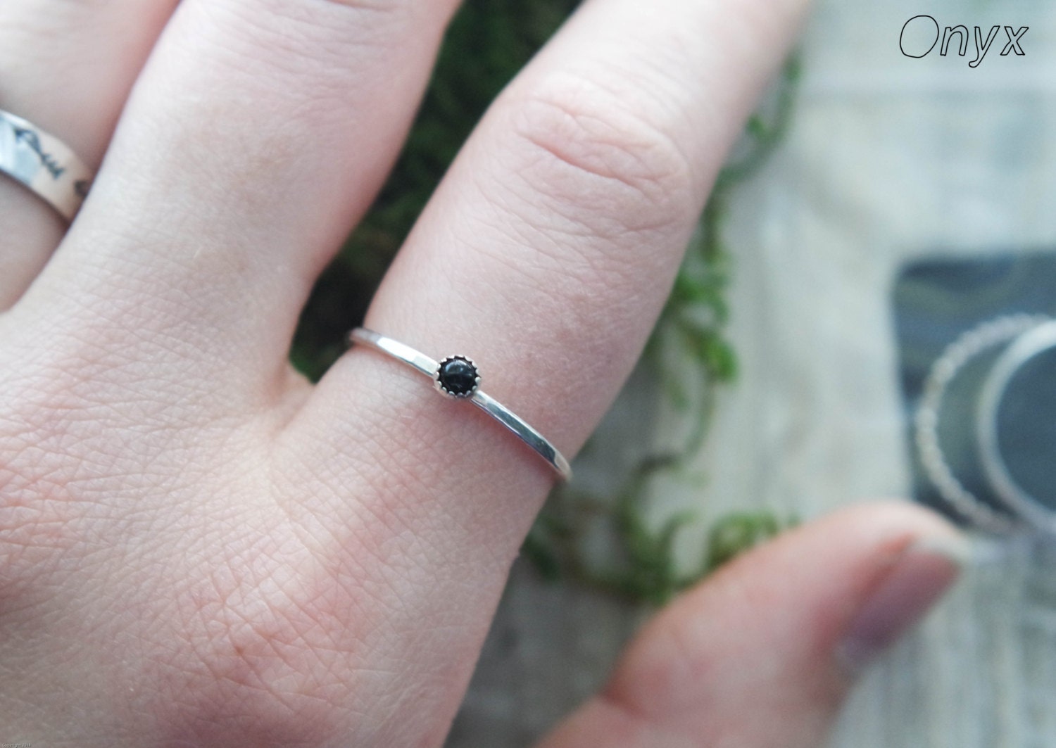 Stone stacking ring Silver Stacking ring Sizes 59 3mm Etsy