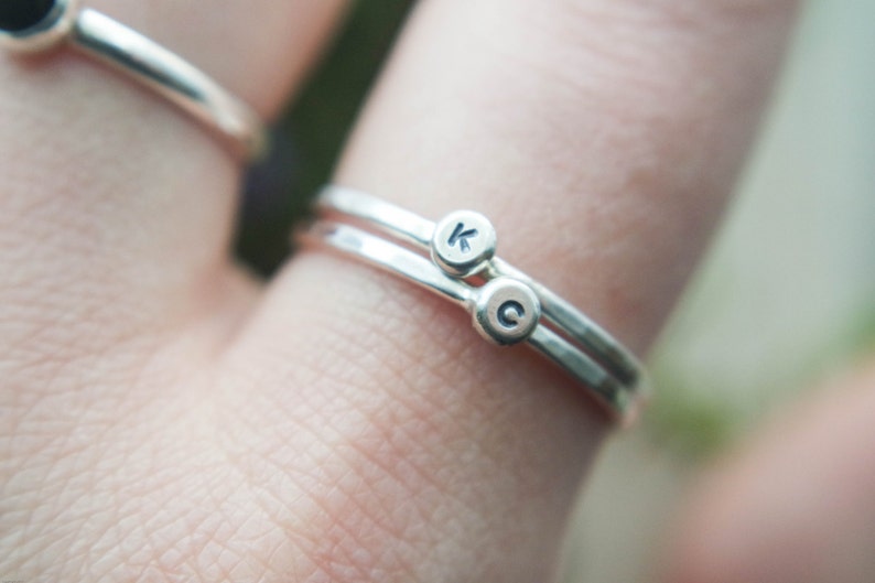 Initial Stacking Ring Letter Stacking Ring Personalized Etsy