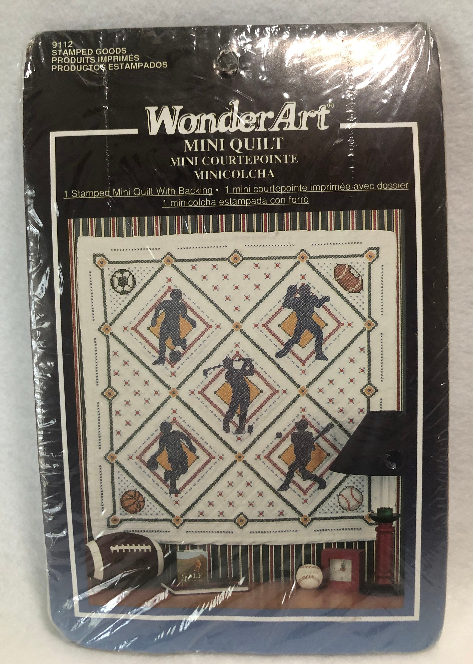 Wonderart Mini Quilt Stamped Crossstitch Kit Sports 9112 Etsy