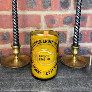 Mechanic Check Engine Up-Cycled Wine Bottle Candle