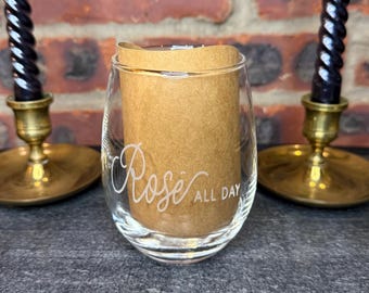 Rose All Day Etched 15oz Wine Glass