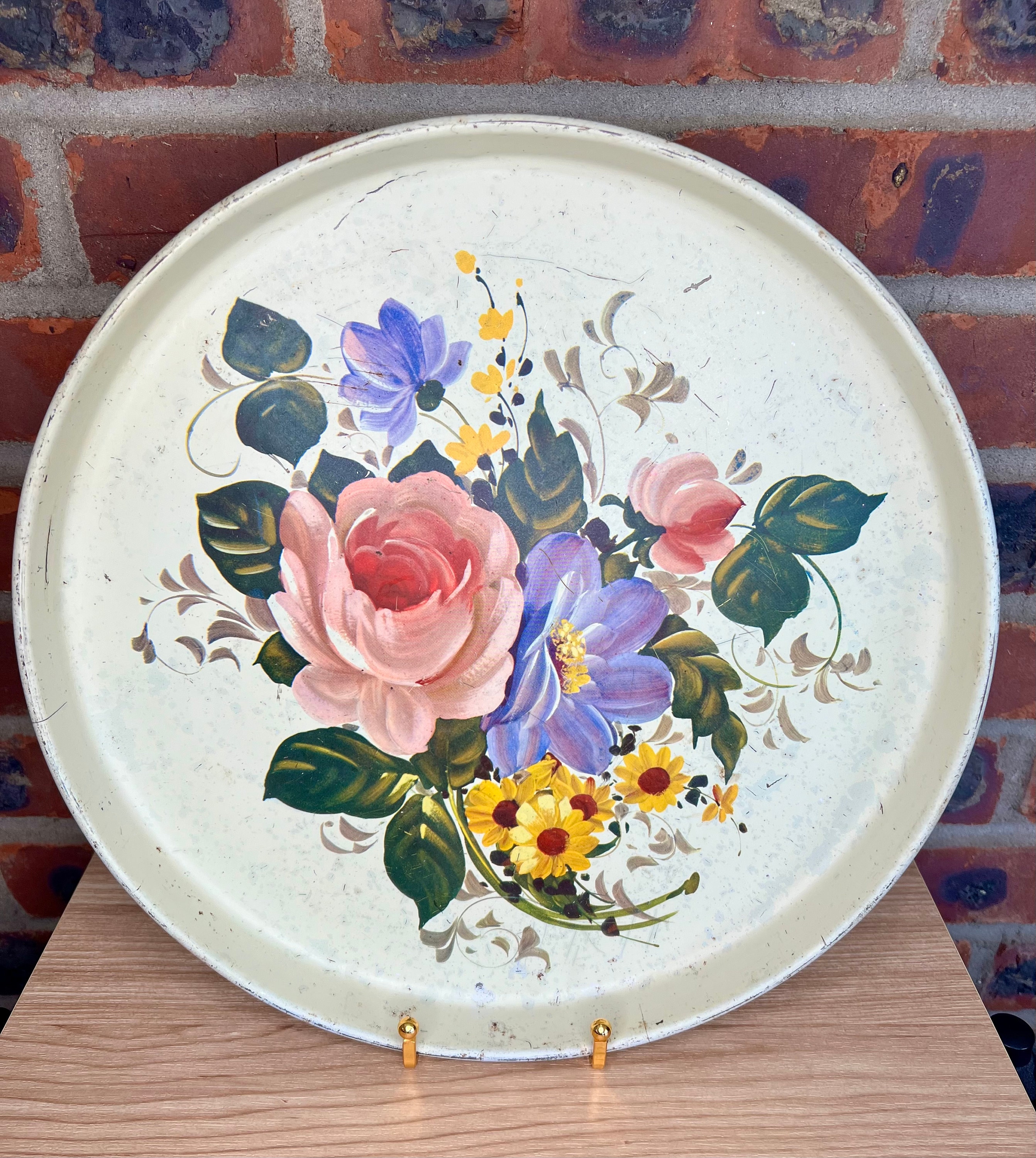 Metal Vintage Floral Decor Tray