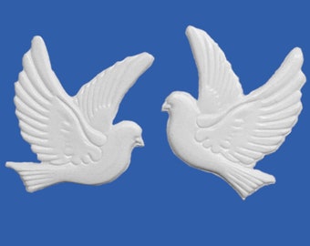 Pair of doves white wax decor 25 x 25 mm