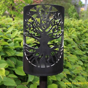 garden torch motif tree of life