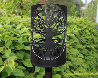 Garden torch motif tree of life