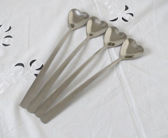 Vintage Set Of 4 Haagen Dazs Heart Shaped Ice Cream Spoons Etsy