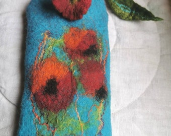 felted  bag made of fine wool and silk fibers,