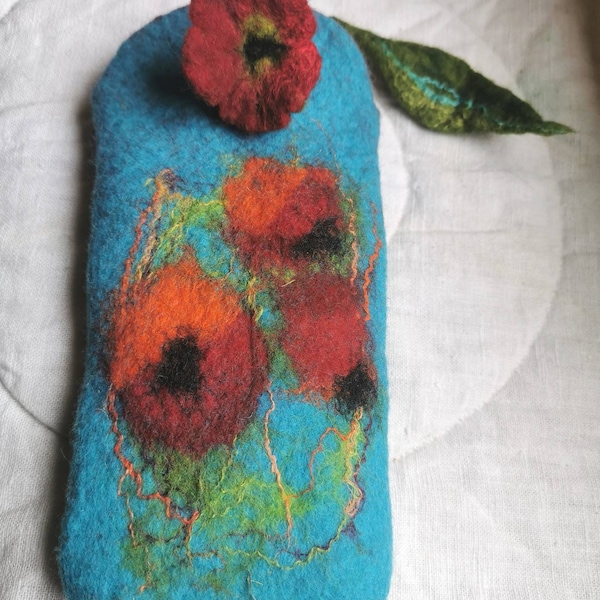 felted  bag made of fine wool and silk fibers,