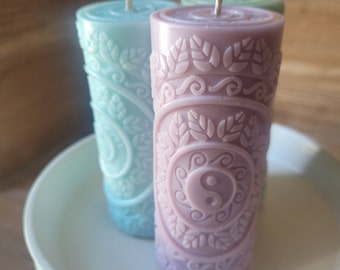 Motif candle Yin & Yang pillar candle relief rapeseed wax