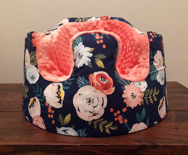 Navy Floral Bumbo Seat Cover You Pick Minky Color Etsy
