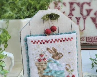 Primitive Cross Stitch Pattern Cherry On Top by Brenda Gervais