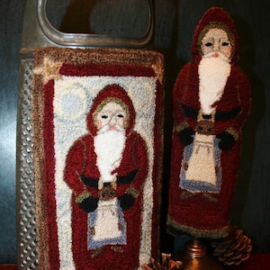 Primitive Punch Needle Pattern Father Christmas by Fiddlestix Designs