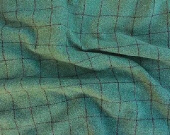 Wool Fabric - Teal Window Pane - IMPORTANT - See Chart "Cut Size Based on Quantity Chosen" Located in "Item Description" Below