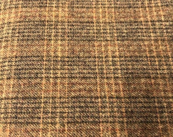 Wool Fabric Warm Brown Plaid - Priced per Fat Eighth 16"W x 12"L - Choose Quantity Desired