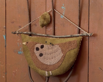Important - Read Description: Little Brown Bird Pin Keep Hand-dyed Wool Kit by Maggie Bonanomi - Blackberry Primitives Hand-dyed Wool Kit