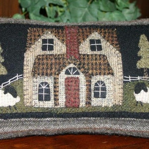 Wool Applique Pattern Little Farmhouse Pillow  designed by Cricket Street - Kit Option Available