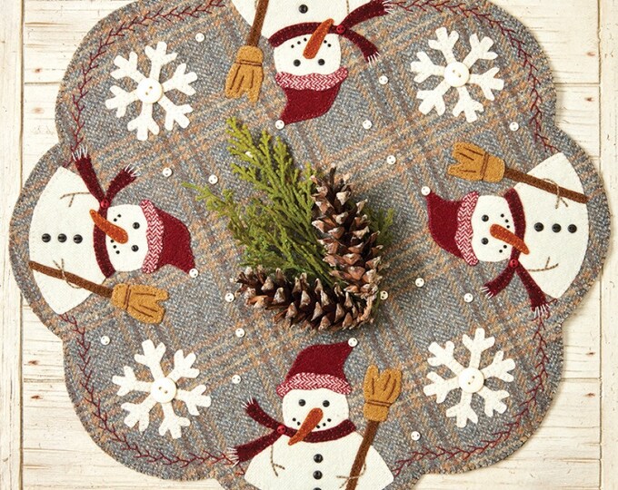 Wool Applique Pattern Frosty and Snowflakes All Around Pattern by