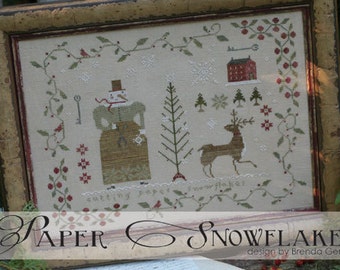 Primitive Cross Stitch Pattern Paper Snowflakes by Brenda Gervais