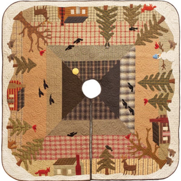 Primitive Quilt Pattern Woodland Tree Skirt  by Norma Whaley Timeless Traditions