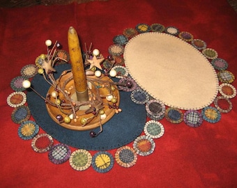Wool Applique Oval Penny Mat - by The Woolen Needle