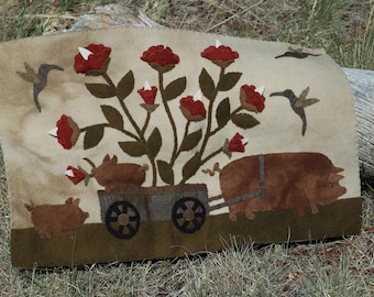 PDF Wool Applique Pattern Quite a Haul designed by Laura Hakes and Kay Cloud