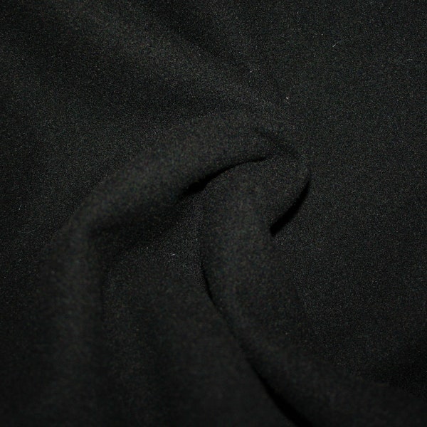 Wool Fabric - Premium Solid Black - IMPORTANT - See Chart "Cut Size Based on Quantity Chosen" Located in "Item Description" Below