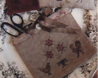 Primitive Cross Stitch Spotted Chicken Sewing Bag by Stacy Nash