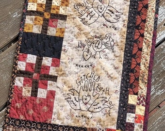 Rustic Hearts PDF Downloadable Applique Wall Quilt  by Marian Edwards