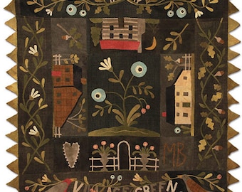 Primitive Wool Applique Bed Cover - Village Green by Maggie Bonanomi - Kit Option Available