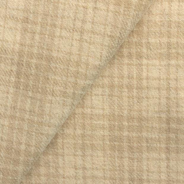 Wool Fabric Tan and Beige Plaid - IMPORTANT - See Chart "Cut Size Based on Quantity Chosen" See in "Item Description" Below