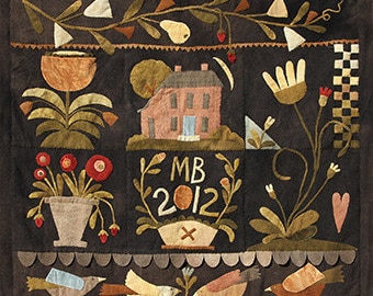 Wool Applique Pattern Tavern House  Bedcover  Designed by Maggie Bonanomi - Kit Option Available