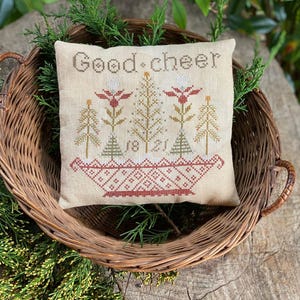Primitive Cross Stitch Pattern - Basket of Cheer