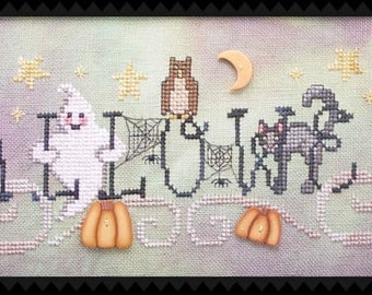 Simply Halloween PDF Downloadable Cross Stitch Pattern by Waxing Moon Designs