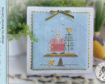 Primitive Cross Stitch Pattern One Spring Day by Brenda Gervais