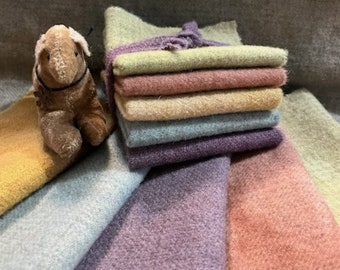 Hand-dyed Wool Fabric Bundle - Think Spring - 100% Wool, Hand-dyed by Blackberry Primitives