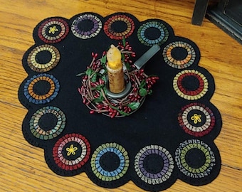 Wool Applique Peggy's Pennies Wool Mat - by The Woolen Needle