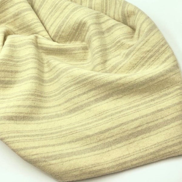 Wool Fabric - Cream with Gray Stripe - IMPORTANT - See Chart "Cut Size Based on Quantity Chosen" Located in "Item Description" Below