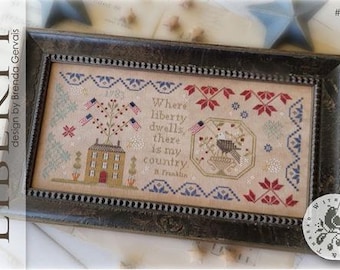 Primitive Cross Stitch Pattern Liberty by Brenda Gervais