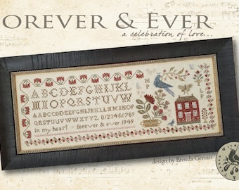 Primitive Cross Stitch Pattern Forever and Ever by Brenda Gervais