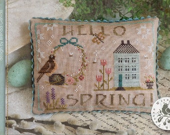 Primitive Cross Stitch Pattern 'Tis Spring by Brenda Gervais