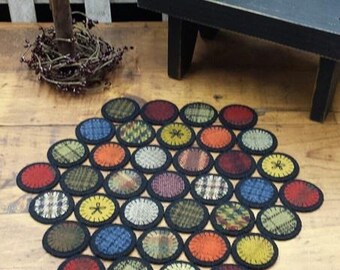 Wool Applique Hexy Penny Mat - by The Woolen Needle