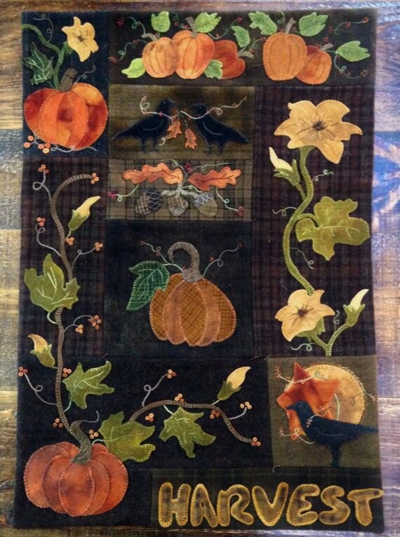 Wool Applique Pattern Harvest Wall Quilt by Cricket Street Etsy